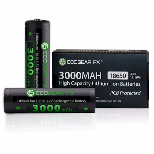 18650 Lithium Flashlight Batteries with PCB Protection EcoGear FX