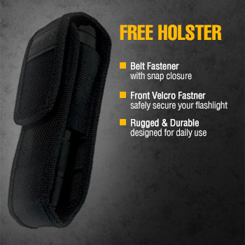 led tactical flashlight with holster