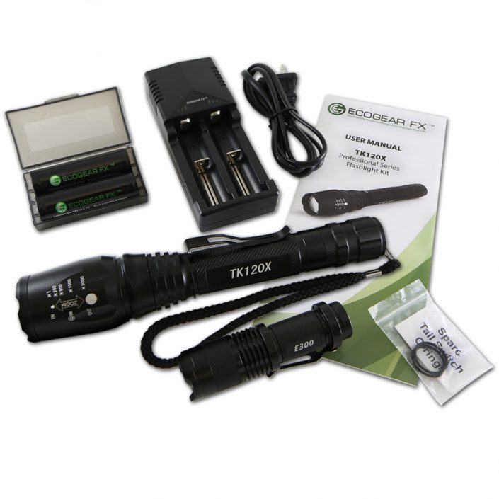 Bright Tactical LED Flashlight Kit for Safety and Security EcoGear FX