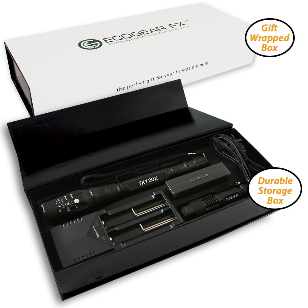 Bright Tactical LED Flashlight Kit for Safety and Security EcoGear FX