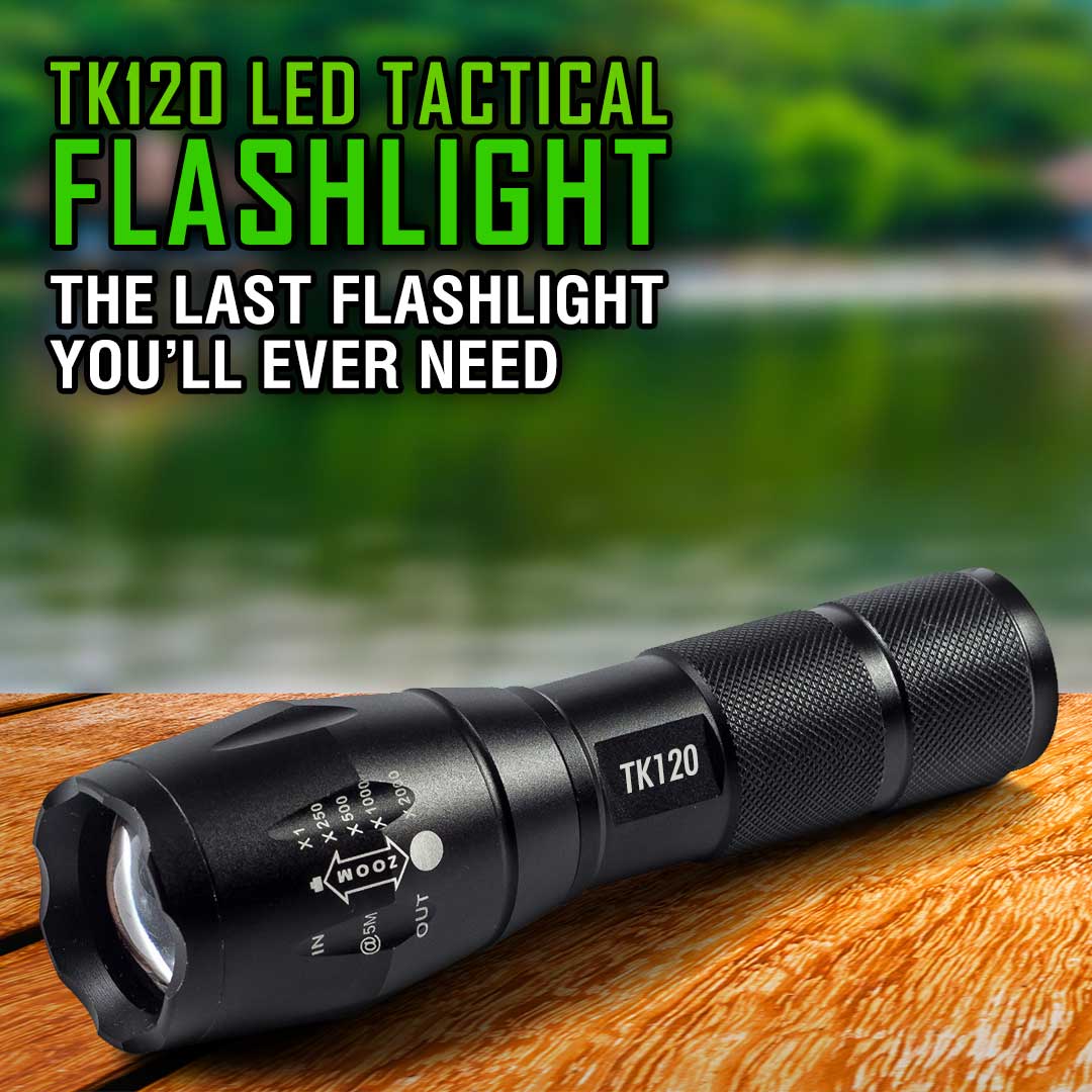 Professional LED Tactical Flashlight with Zoom & 5 Light Modes TK120 2 Pack 