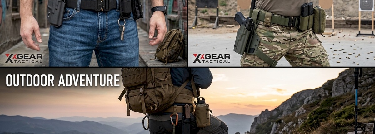 Tactical Belt in Action showing Urban Preparedness, Outdoor Adventure, Tactical Training & Shooting Sports