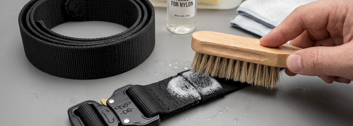 mild detergent and soft brush used to clean tactical belt