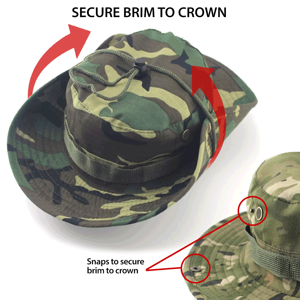 Men's Military Wide Brim Boonie Bucket Hat | Army Camo Hunting Hat