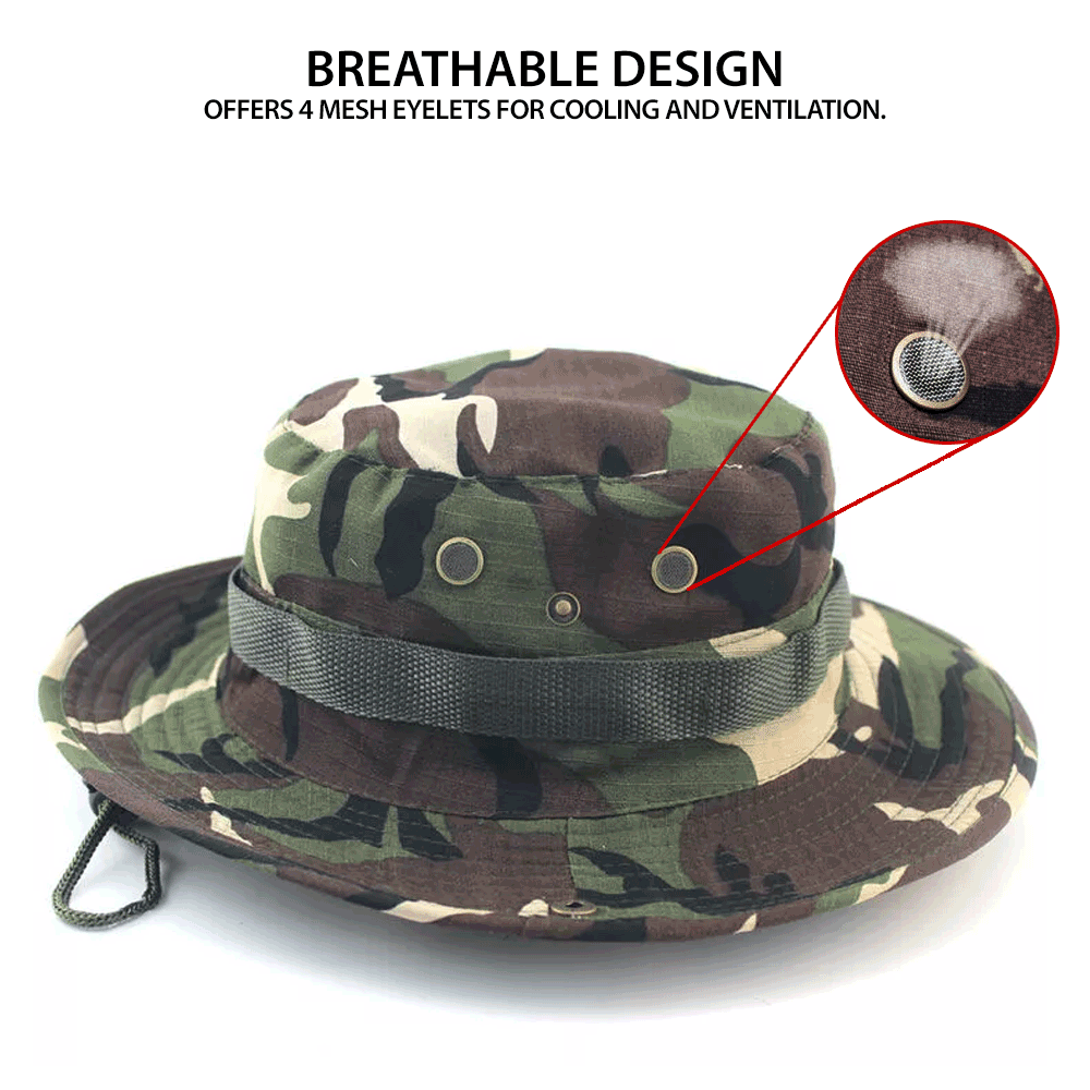 Boonie Hat Wide Brim Military Camo Hunting Camping Bucket  ACM 
