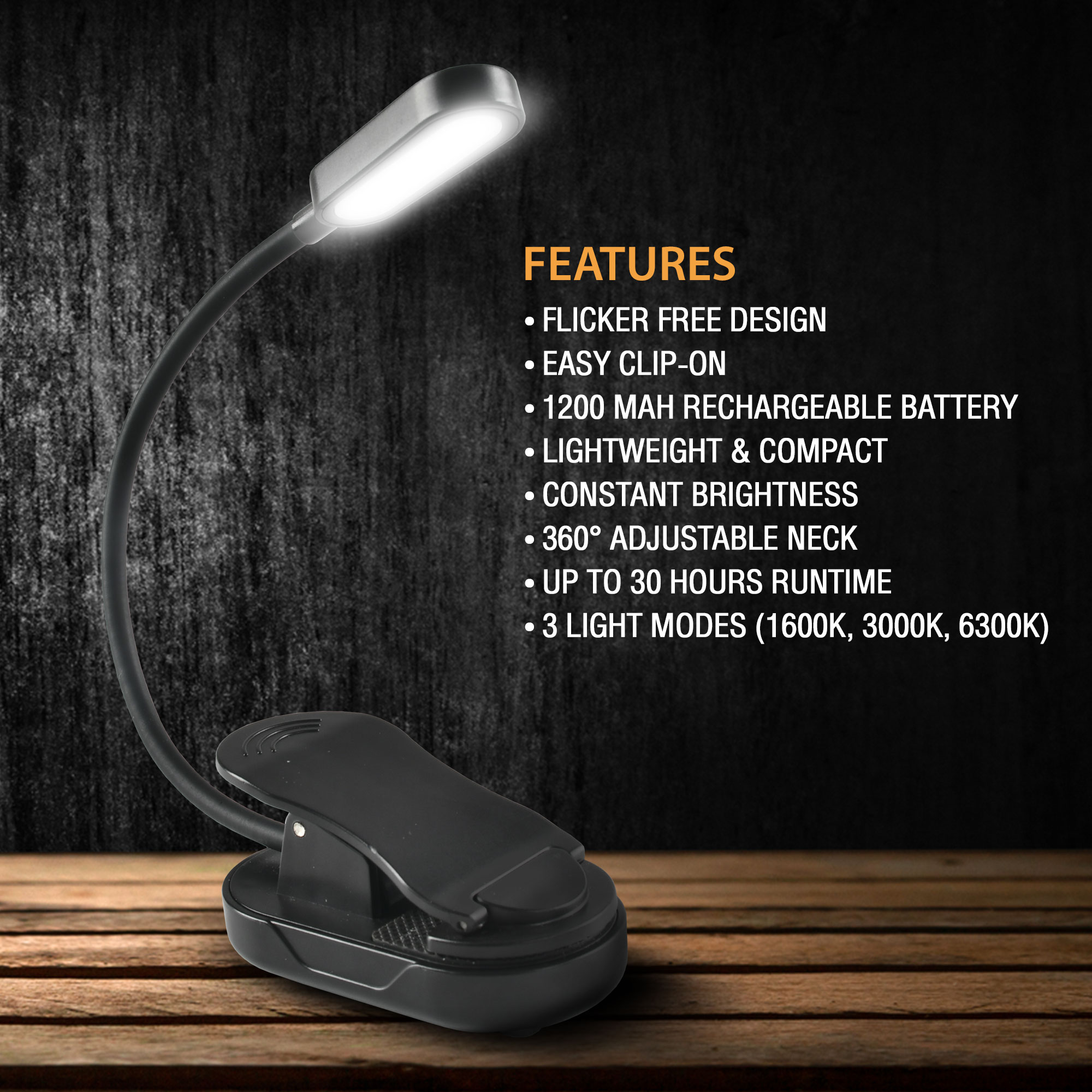 ClipOn Book Reading Light Best LED Headboard Bed Reading Light