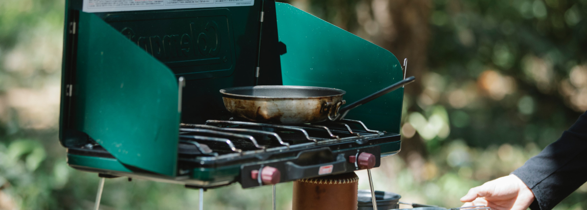 Portable Compact Camping Stove with Pan On the Burner