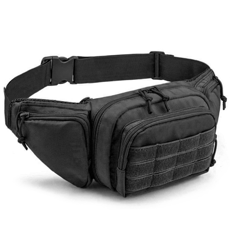 concealed carry fanny pack bag on white background in black
