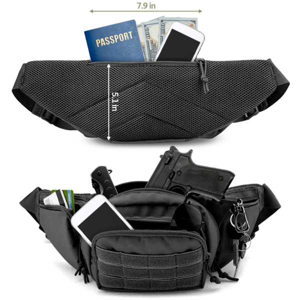 Waist Belt Bag, Wear Resistant Adjustable Multi Pocket Waist Pouch