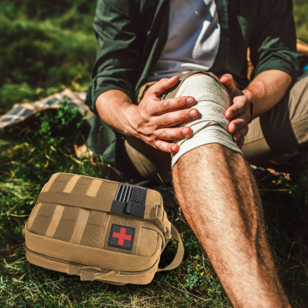 first aid kit bag injury man