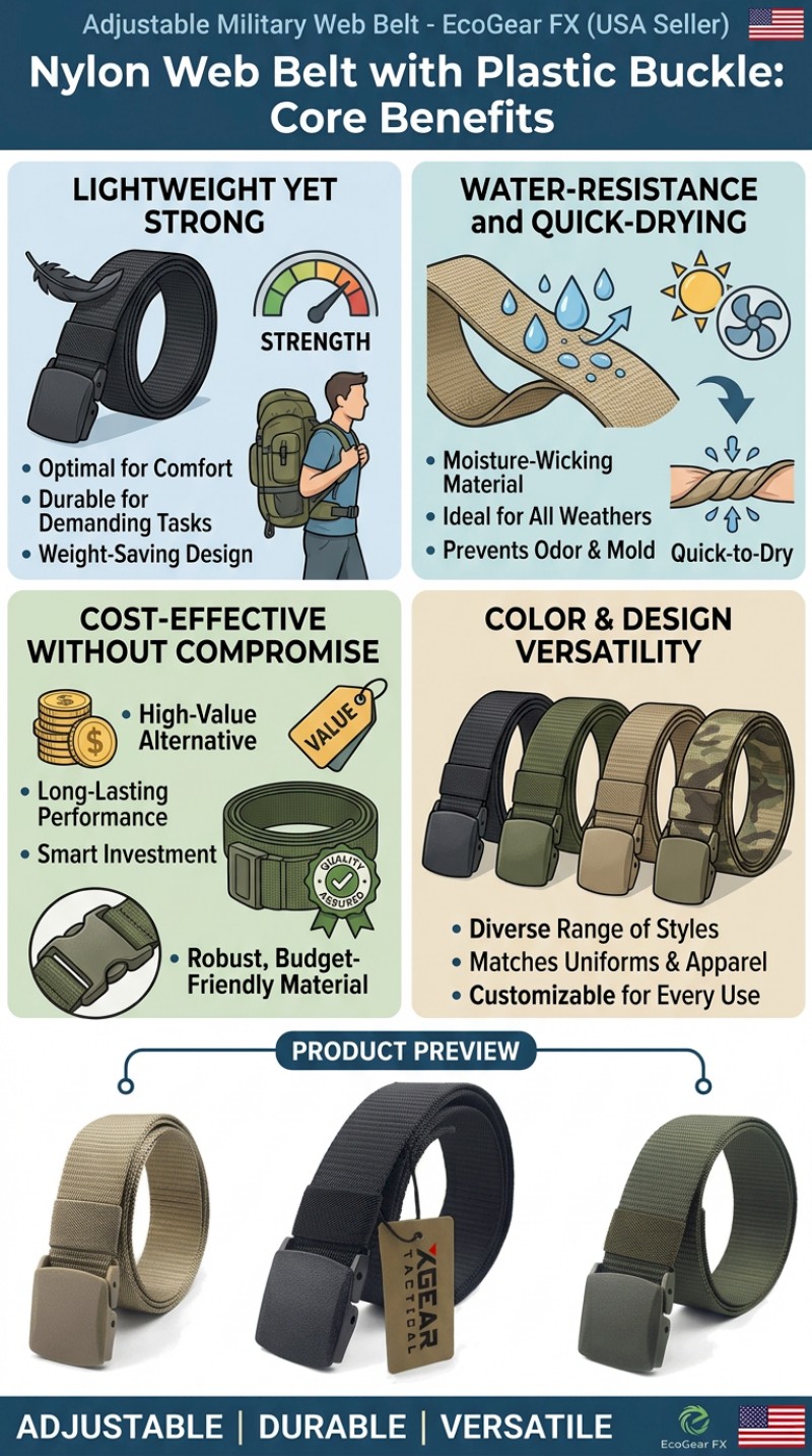 xgear tactical nylon belt with plastic buckle list of benefits