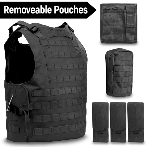 military tactical vest pouches black