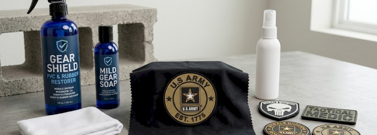 patch on a black microfiber cloth next to the cloth is a bottle of plastic restorer