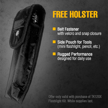 led tactical flashlight with holster
