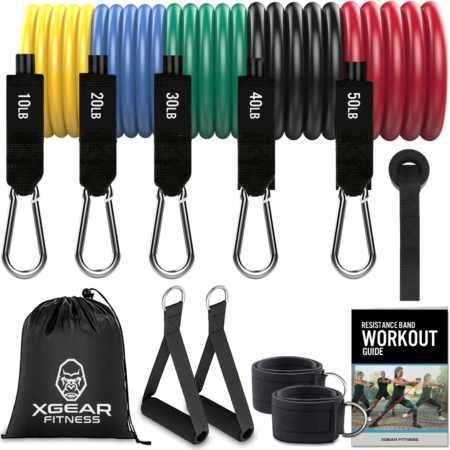 resistance band set with handles