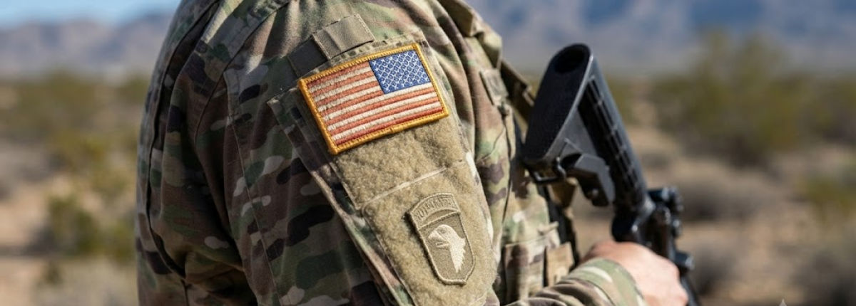 Reversed USA Flag on the arm of a military person