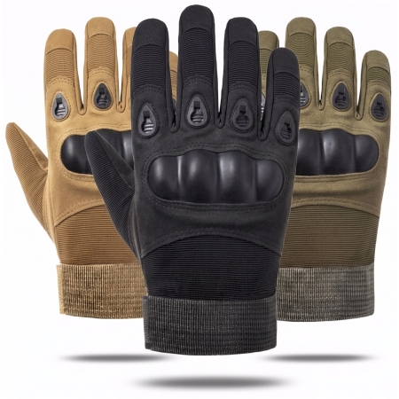 tactical hard knuckle gloves full finger offered in black, army green and khaki