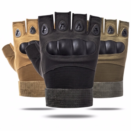 tactical gloves half finger (fingerless) offered in black, army green and khaki