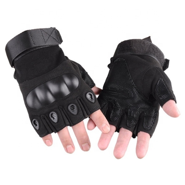 Black - Law Enforcement Tactical Fingerless Gloves