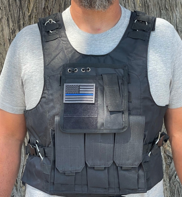 tactical military vest black front