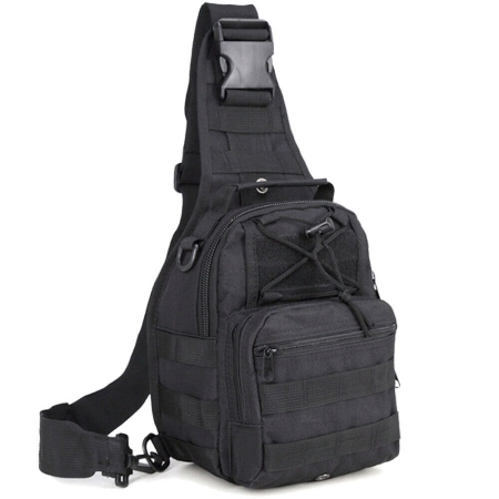 EDC Tactical Sling Chest Bag (5 Liter), black on white background