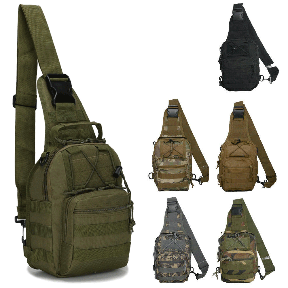 Jueachy Tactical Sling Bag Military Shoulder Molle Chest Pack Shoulder Sling Backpack NO USA Flag Patch 