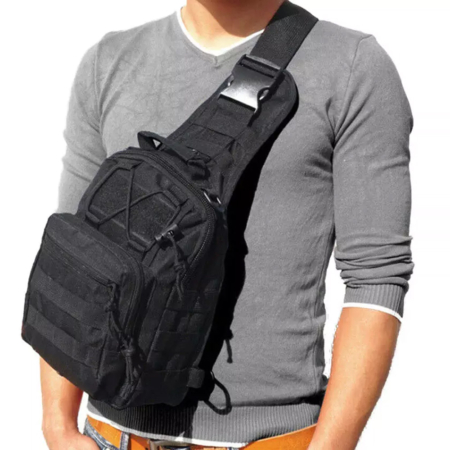 tactical sling shoulder bag black