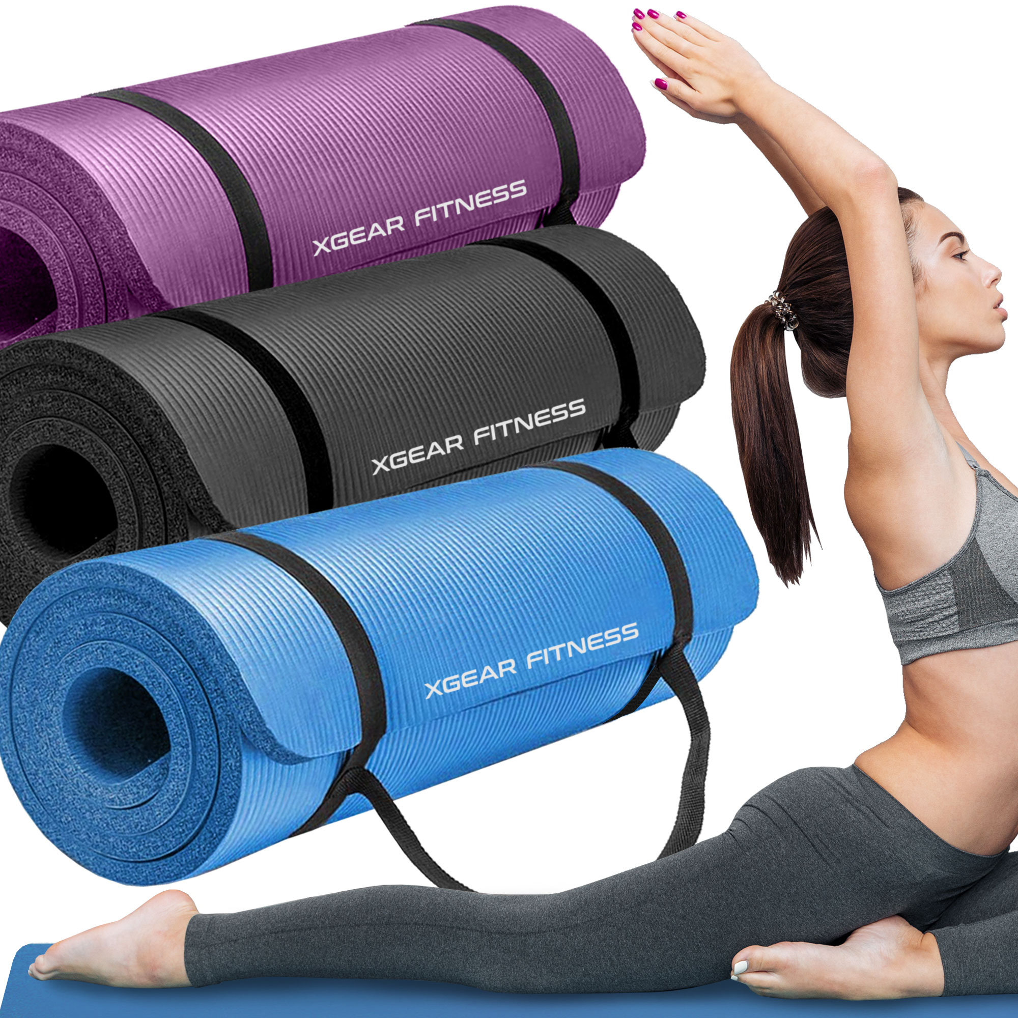 Thick Travel Yoga Mat with Carrying Strap