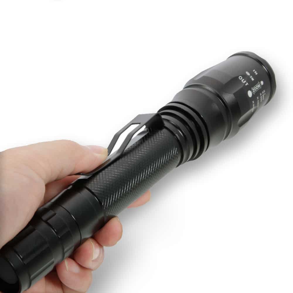 Security Tactical LED Flashlight 3 Light Modes and Zoom Function E300 