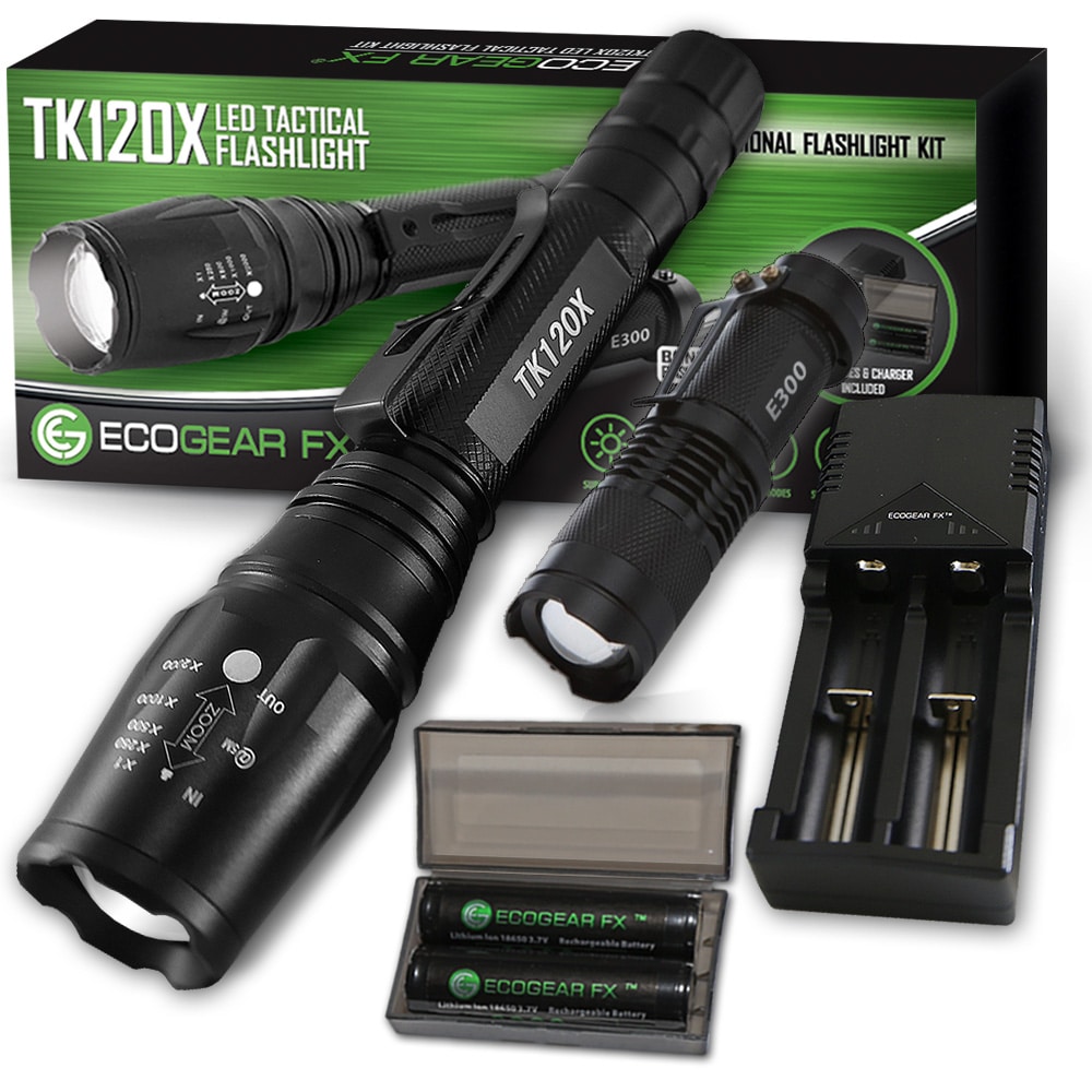 Security Tactical LED Flashlight E300 3 Light Modes and Zoom Function 