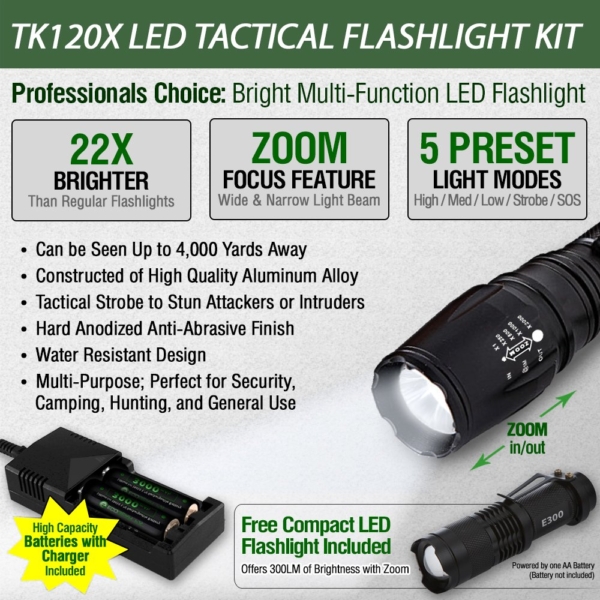 LED Tactical Flashlight Rechargeable