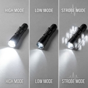 showing various light modes (high, low, strobe)